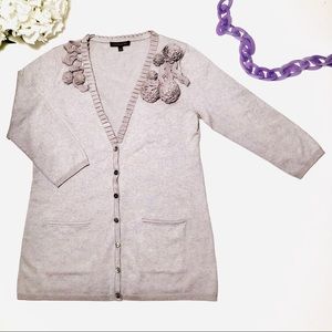 Adrienne Vittadini 3D Floral Vneck Cardigan